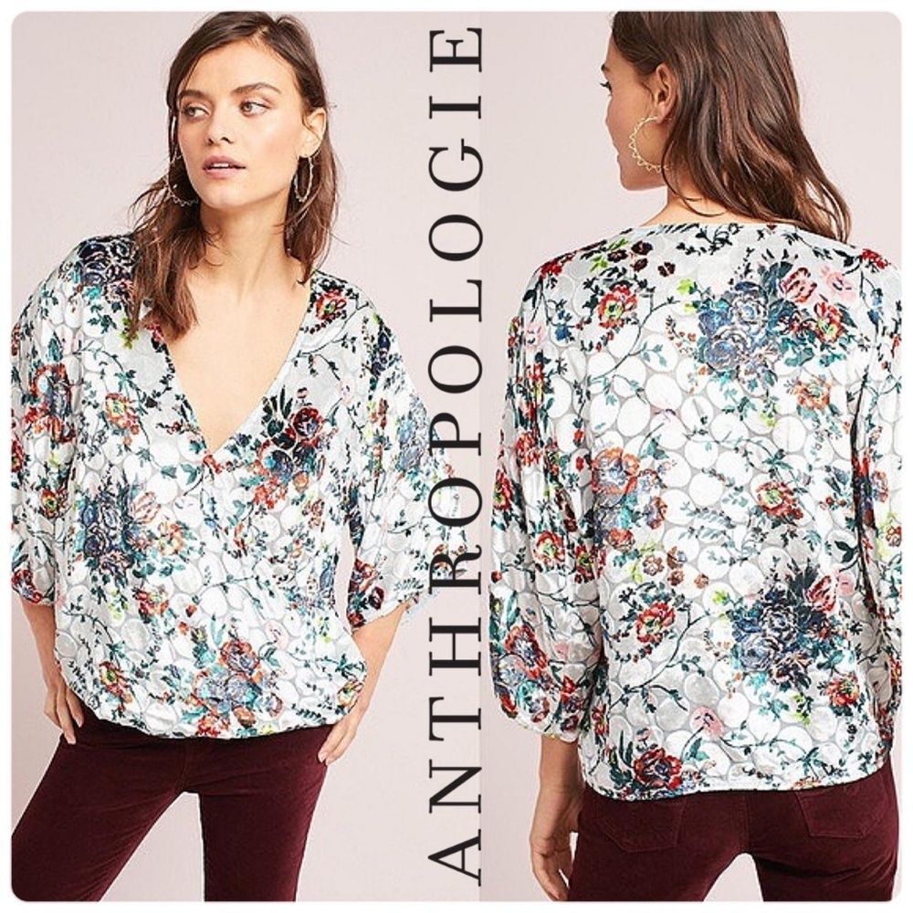 Anthropologie Maeve Umi Wrap Velvet Top